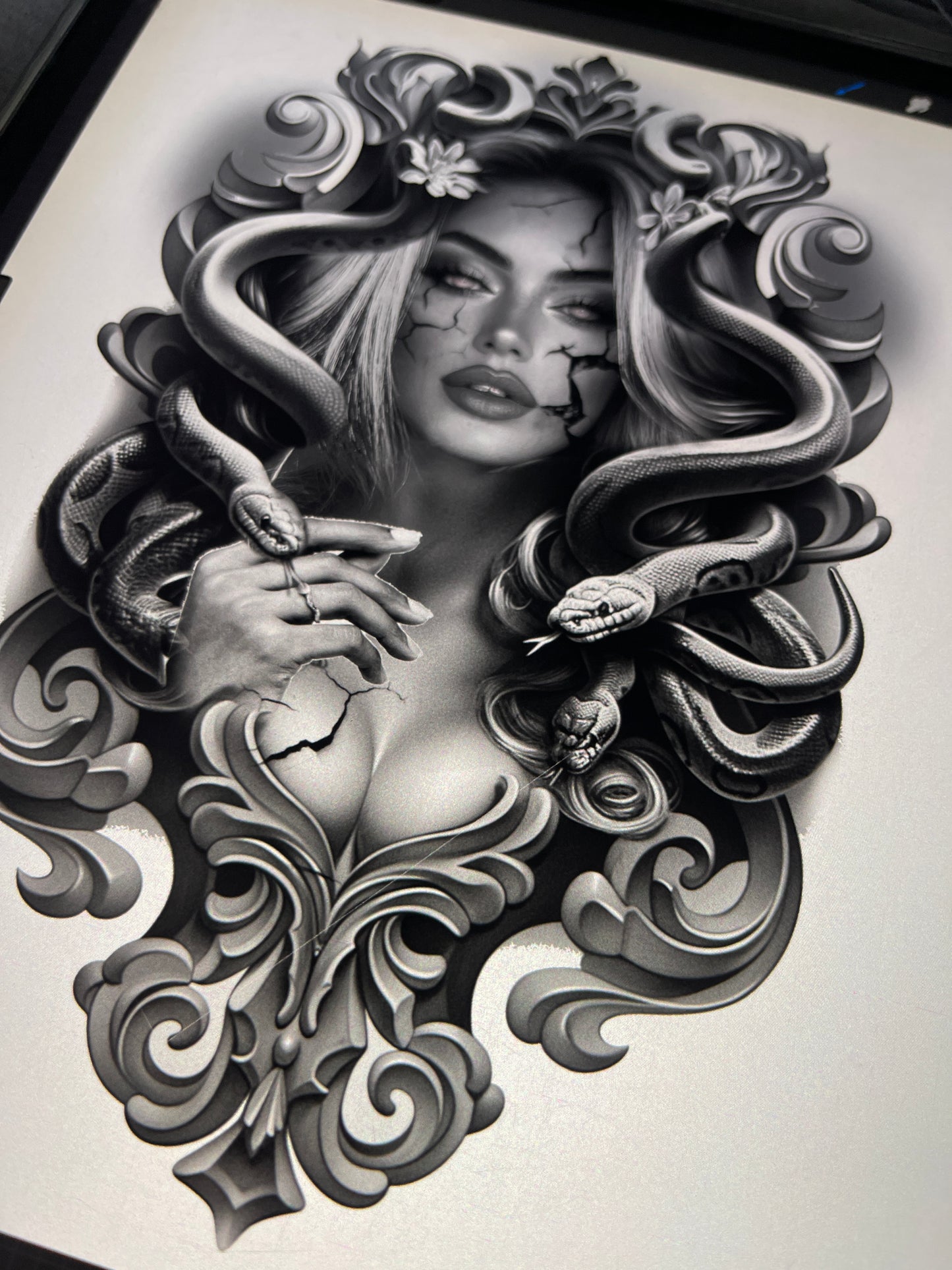 Medusa back tattoo design