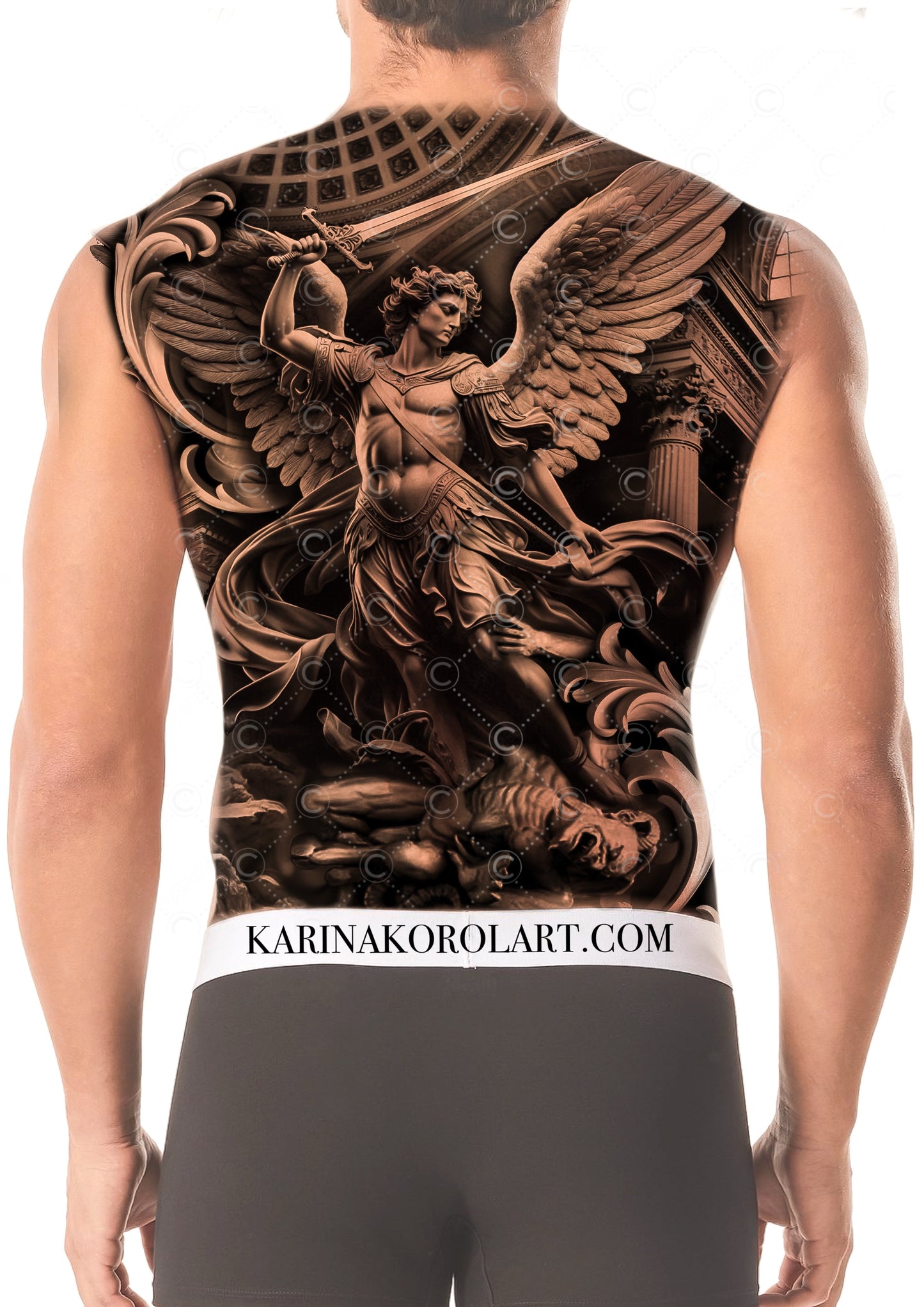 Archangel Michael back Tattoo Design