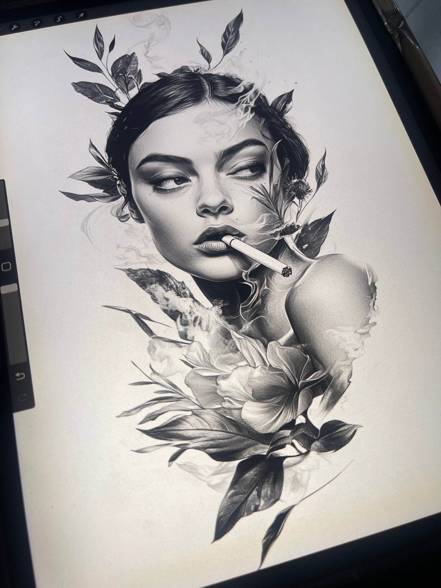 Smoking Lady Tattoo Design