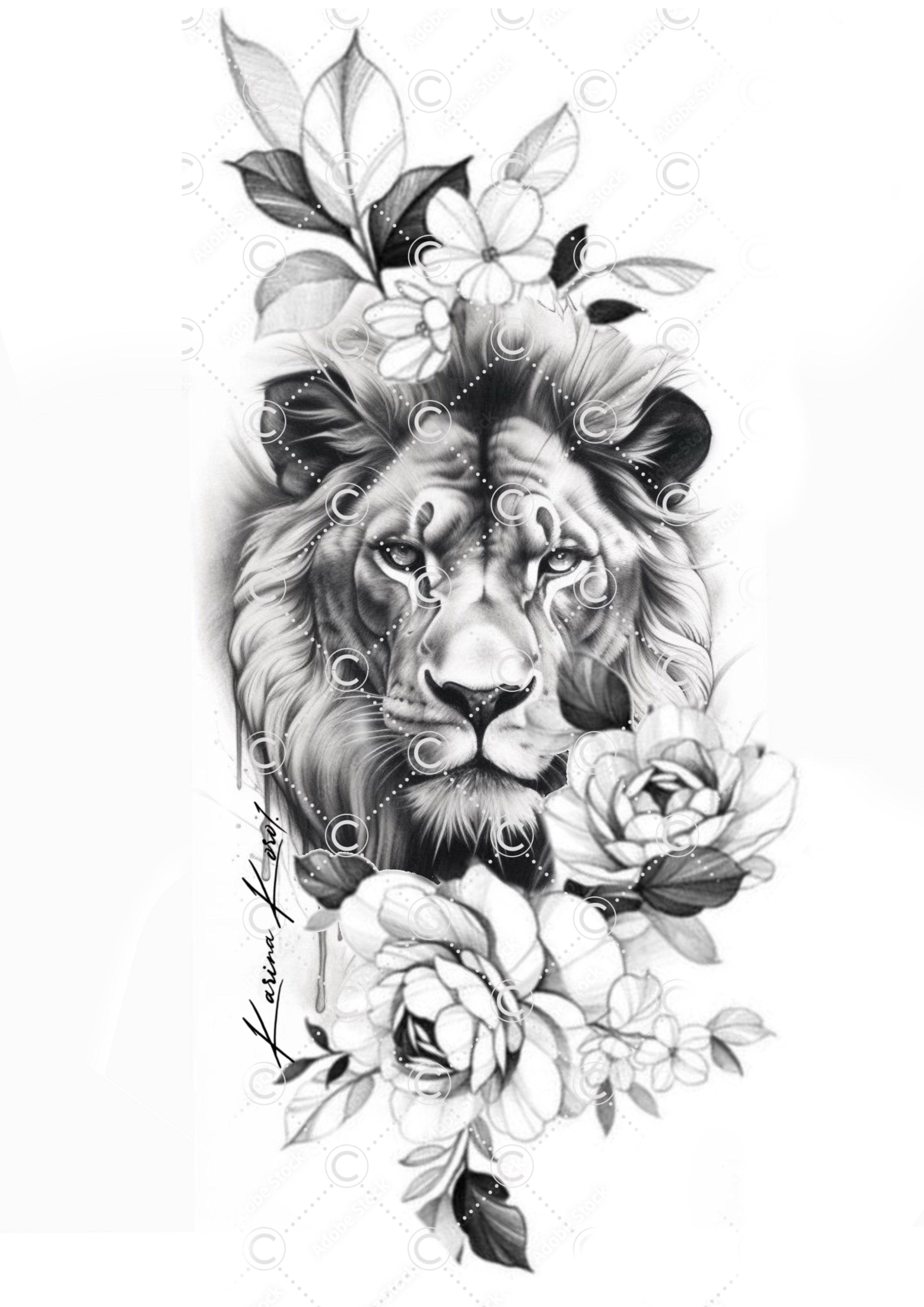 Feminine lion tattoo design Karina
