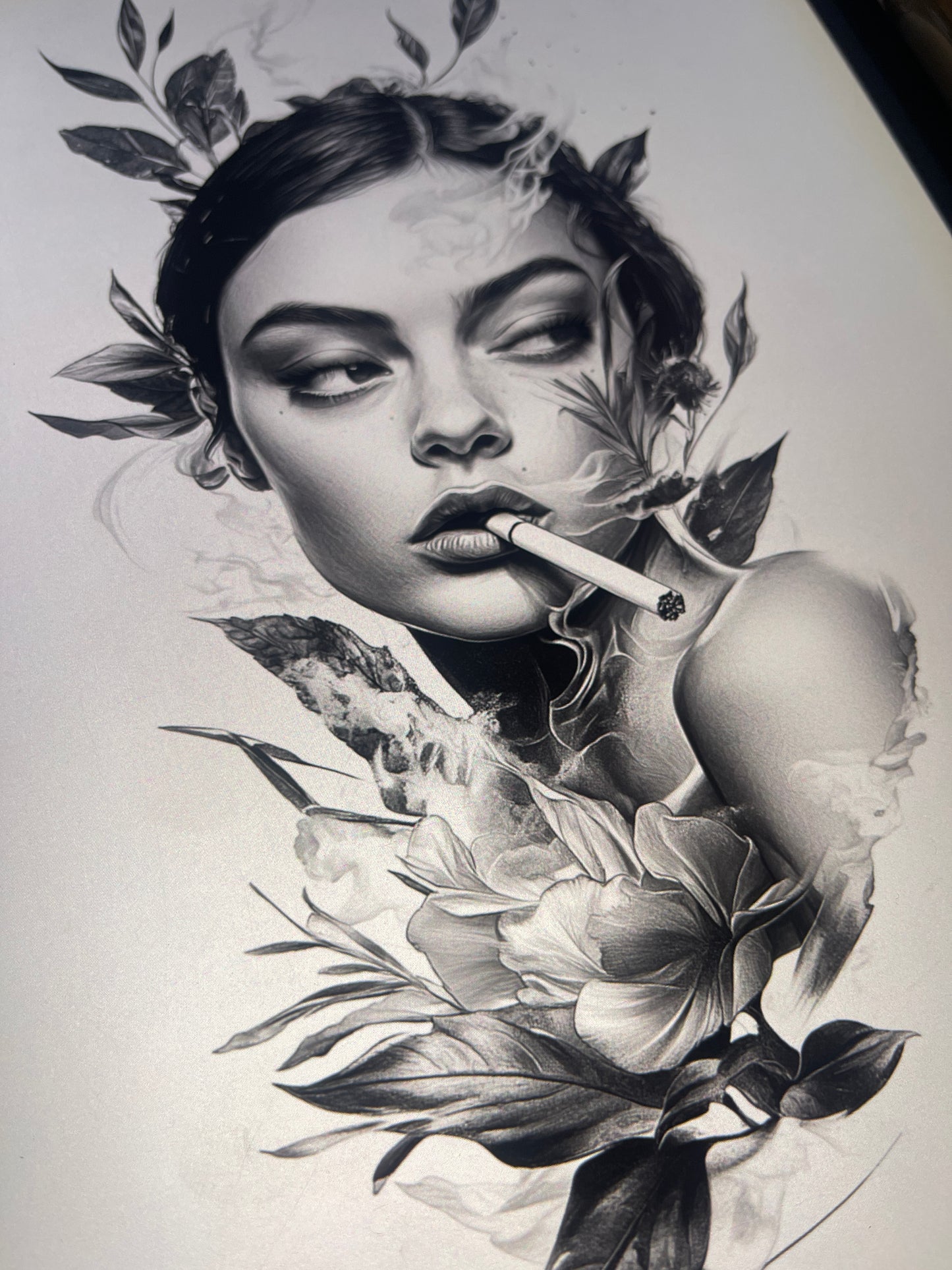 Smoking Lady Tattoo Design
