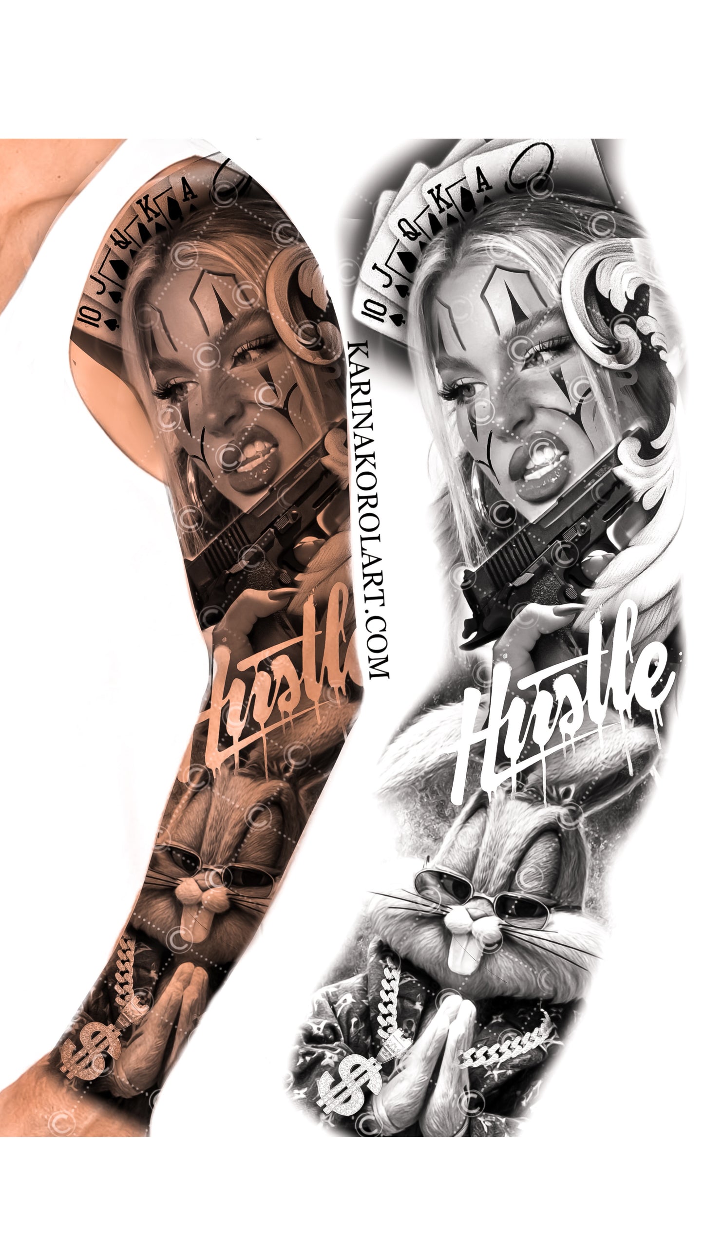 Buggs bunny hustler sleeve tattoo design