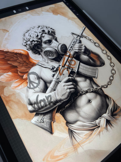 Stop War Cherub Tattoo Design