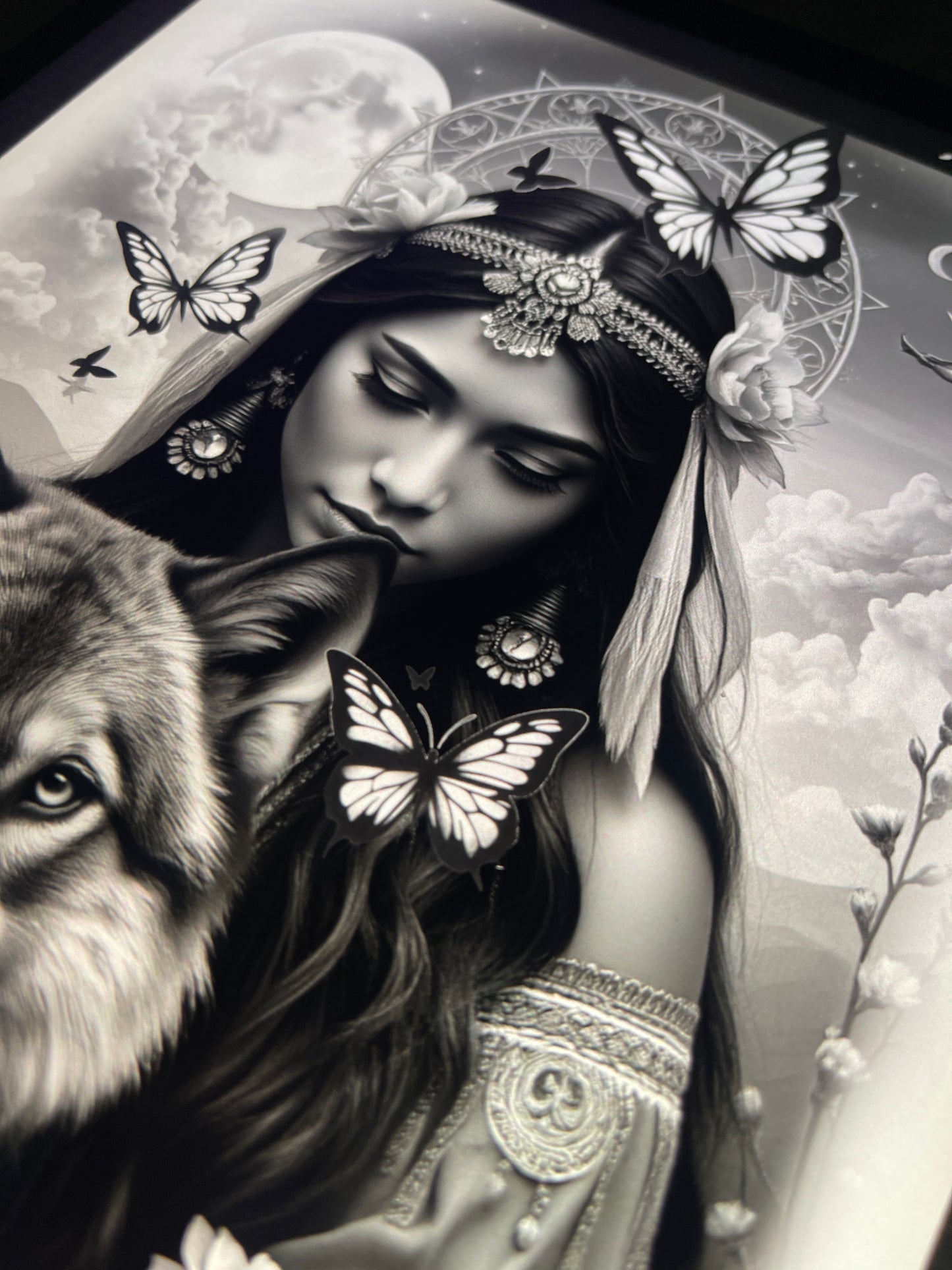 Wolf & lady tattoo design