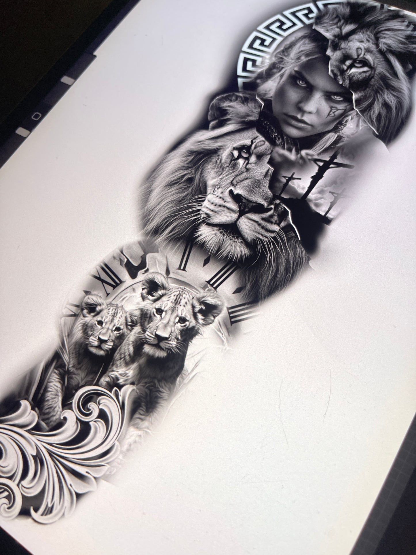 Lion warrior tattoo design