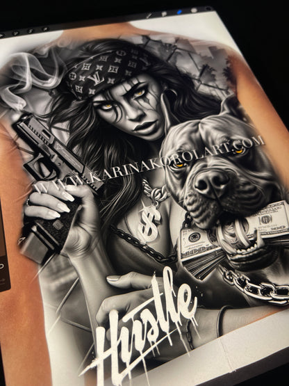 Hustle chicano tattoo design