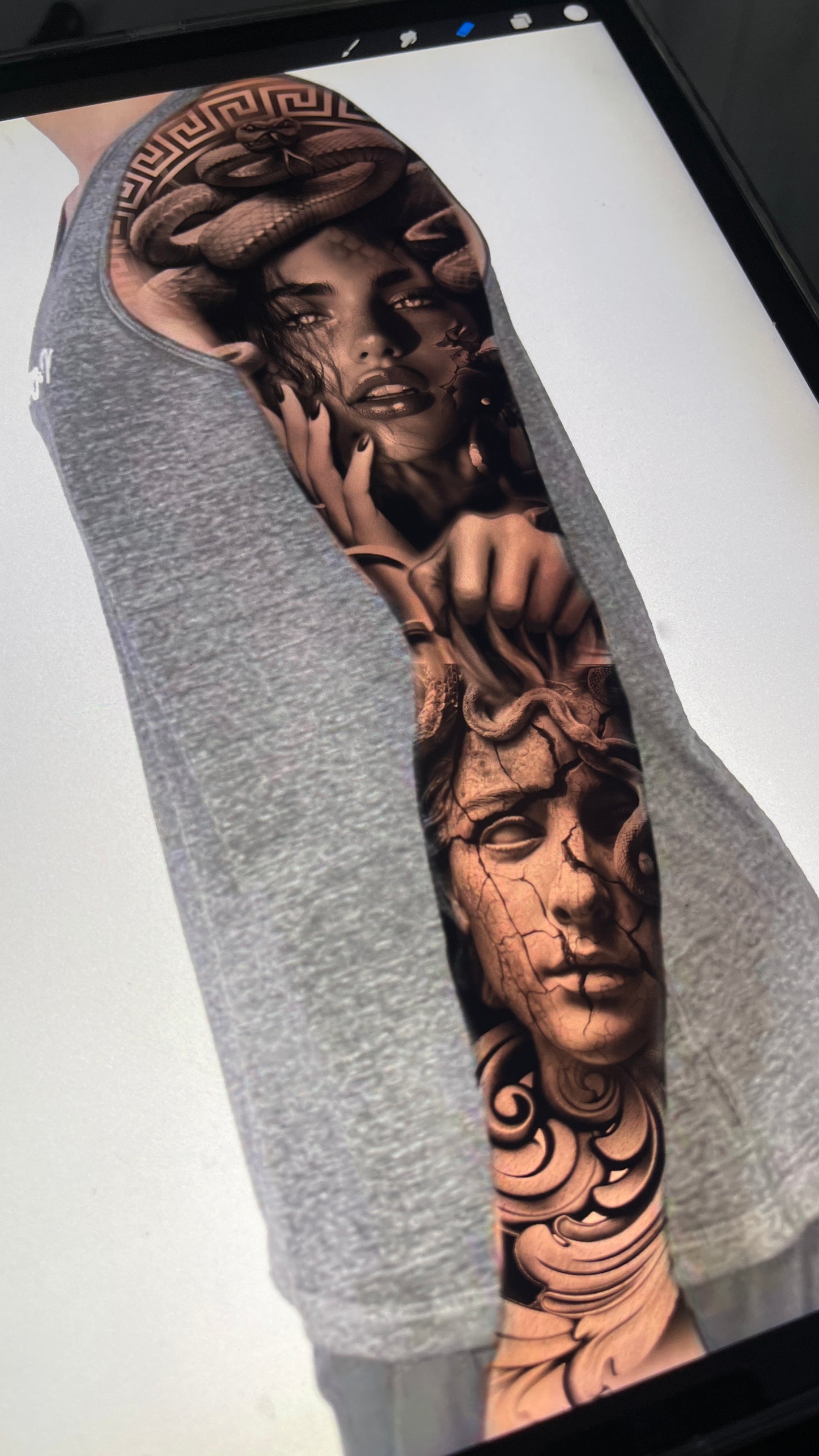 Medusa statue tattoo design