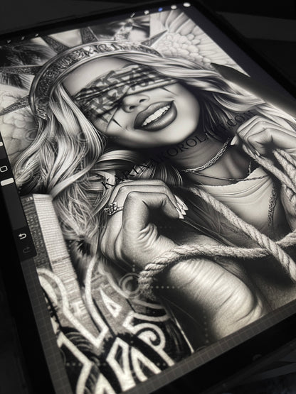 Chicano lady tattoo design