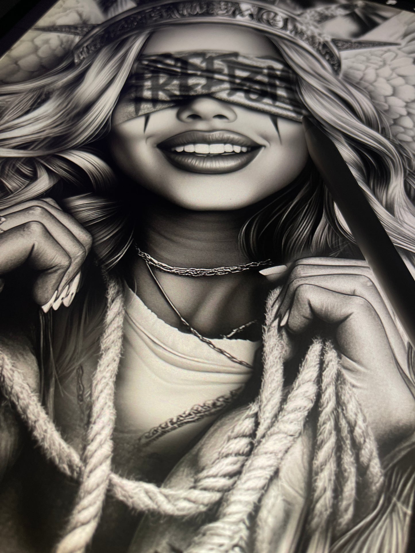 Chicano lady tattoo design