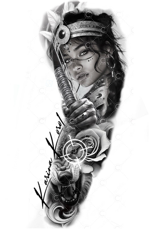 Native America sleeve tattoo design - Karina