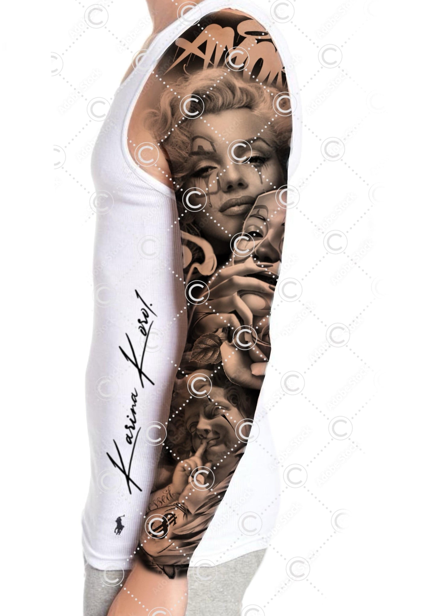 Marilyn Monroe sleeve chicano tattoo design - Karina