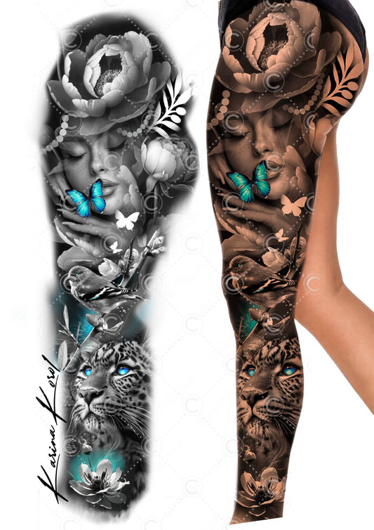 lady & leopard tattoo design - Karina